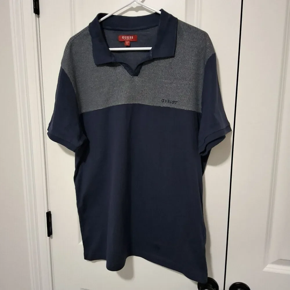 NWT Guess Men's Armin V-Neck Casual Tee, Black w/White Trim, Size XL, New w/Tags - Picture 15 of 16